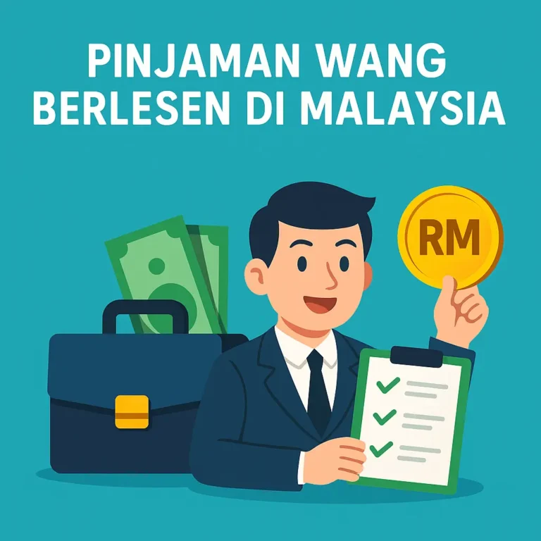 Infografik panduan Pinjaman Pekerja Sendiri Perlis menampilkan ikon dokumen dan wang.